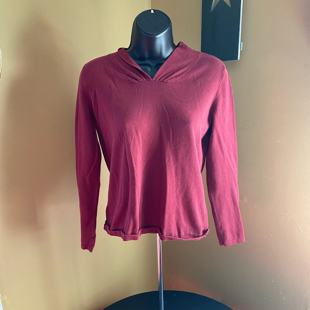 J. Jill Red Sweater with V like Neck Cut